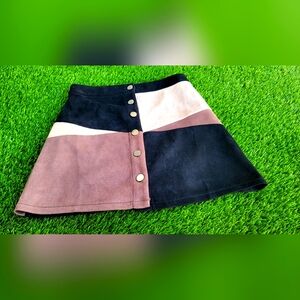 Altar'd State Color Block Faux Suede Mini Skirt - Size S - NWOT! ✨